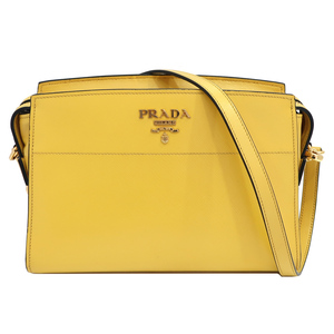 【栄】プラダ PRADA ショルダーバッグ SAFFIANO サフィアーノ 1BH104 SOLE 黄色 GD金具 レザー 2WAY 保証書 袋