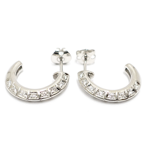 [.]tasakiK18WG K14WG diamond hoop earrings Tasaki Shinju 750WG jewelry other simple [ finish settled ]