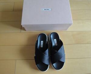  new goods!*MIU MIU MiuMiu black sandals 35 * free shipping 