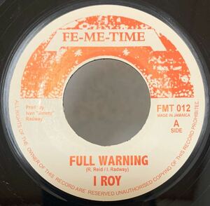 I ROY - FULL WARNING レコード EP 7INCH REGGAE JAMAICA