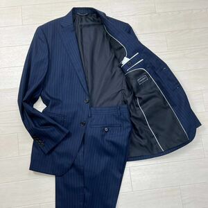 THE SUIT COMPANY スーツカンパニー メンズ　シングルスーツ セットアップ 裾ダブル ネイビーストライプ　170cm8Drop ビジネス フォーマル