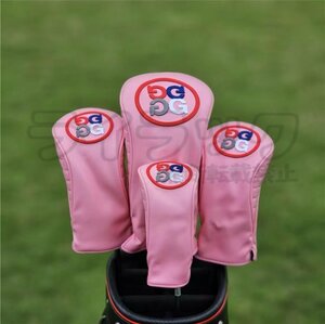 【4セット】ピンク 大人気 ゴルフクラブカバー ヘッドカバー ドライバー フェアウェイウッド ユーティリティ 4セット