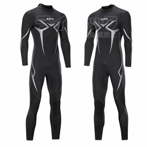 【3XL】3MM フルスーツ ウェットスーツ メンズ ネオプレーン ストレッチ ダイビング サーフィン バックジップ 保温