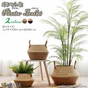 プラントバスケット 大きい 観葉植物 フラワーポット 植木鉢 花鉢 園芸 屋内 屋外 ベージュ×ブラウン