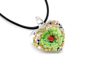 1 jpy ~. postage 120 jpy! including in a package OK! reservation 2 week.(*^^*.*[ glass skill ]* necklace code attaching * Heart type Venetian manner flower top *560*