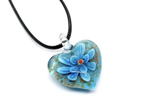 1 jpy ~. postage 120 jpy! including in a package OK! reservation 2 week.(*^^*.*[ glass skill ]* necklace code attaching * Heart type Venetian manner flower top *555*