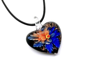 1 jpy ~. postage 120 jpy! including in a package OK! reservation 2 week.(*^^*.*[ glass skill ]* necklace code attaching * Heart type Venetian manner flower top *575*