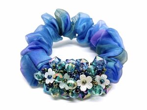 1 jpy ~. postage 120 jpy! including in a package OK! reservation 2 week.(*^^*.* hand made *. flower beads design * flower elastic *M411*
