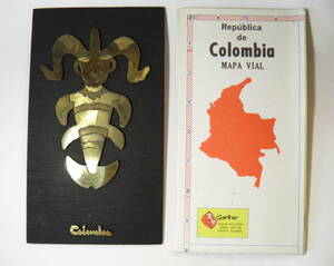 マップ　コロンビア　Colombia　ロードマップ　1983年版　スペイン語　民芸品　置物　黄金博物館　オーパーツ　古代支配者