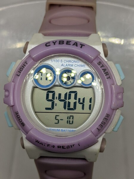 CYBEAT ACY17 デジタル腕時計 レディース パープル 中古動作品 77 1