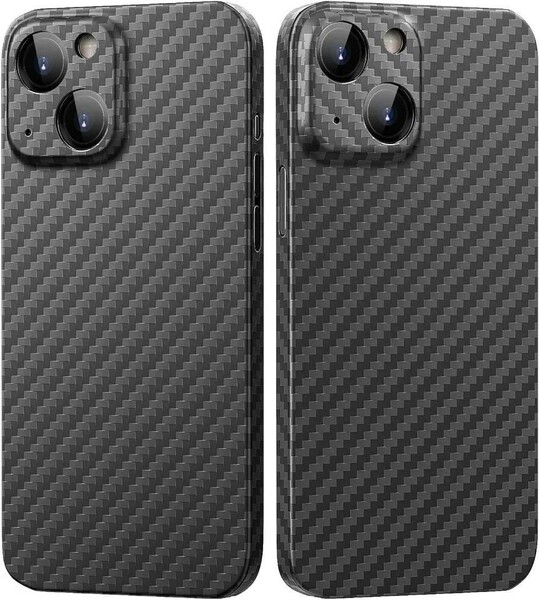 iPhone 13対応 memumiアラミド繊維ケース 0.5mm極薄 カーボン風 デザイン 耐衝撃 保護 カバー