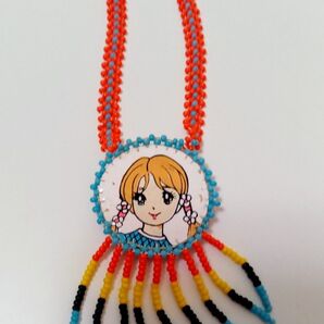 レア 昭和レトロ ビーズペンダント オレンジ系