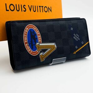 LOUIS VUITTON限定品最高級美品ダミエグラフィットリーグポルトフォイユブラザ二つ折り財布 長財布 ルイヴィトン