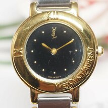 イヴサンローラン YVESSAINTLAUREN ブラック文字盤 ゴールド・シルバーコンビ レディース 腕時計 C460_画像3