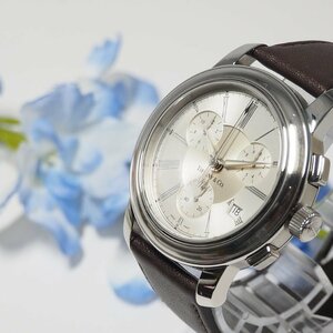 ティファニー TIFFANY＆CO. メンズ マークラウンド クロノグラフ 革ベルト 腕時計 C477