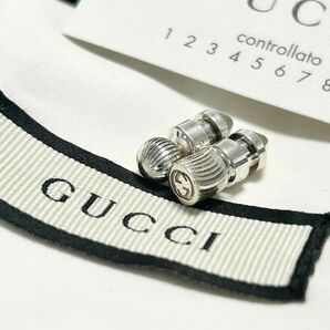 GUCCI グッチ　スクエア　ラウンド　スタッズ　インターロッキング　G ロゴ　ピアス　両耳　シルバー　美品