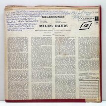 US 完全オリジナル MONO 6eye 深溝 MILES DAVIS Milestones ('58 Columbia CL 1193) 英番一桁の初期マト w/ John Coltrane, Cannonball_画像2