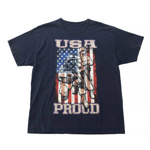 【980円スタート】USA 古着 半袖 Tシャツ ネイビー USA ARMY 星条旗 古着卸 ビンテージ BA1493