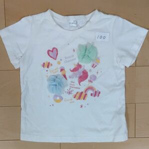 クーポン使用で３００円！　100サイズ　3can 4on ユニコーンの半袖Tシャツ 