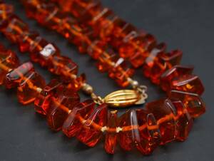 [243] amber ko Haku amber necklace SILVER silver accessory length approximately 50cm TIA