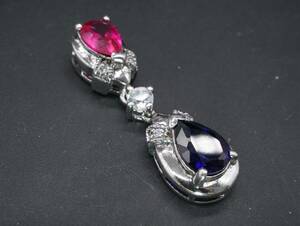 [607]SILVER silver 925 ruby sapphire necklace top pendant top TIA