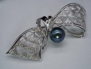 [1028]book@ pearl pearl SILVER silver brooch accessory TIA