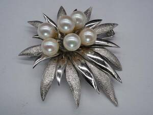 [1025]SILVER silver book@ pearl pearl brooch accessory TIA