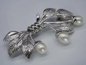 [992]SILVER silver book@ pearl pearl brooch accessory TIA