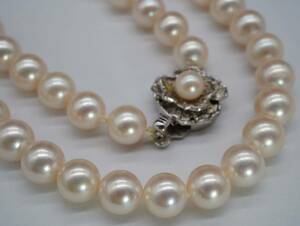 [1643]SILVER silver book@ pearl pearl necklace accessory length approximately 42cm TIA