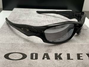 偏光★OAKLEYオークリー STRAIGHT JACEKTストレートジャケット 黒ブラック/ブラックミラーPOLARIZED USA製サングラス 釣りドライブASIANFIT