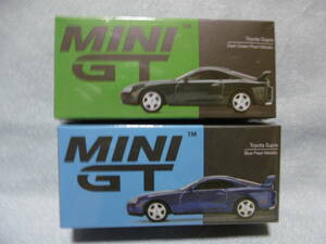 未開封未使用品 MINI GT 211 Toyota Supra Blue Pearl Metallic 右ハンドル ＆ 230 Toyota Supra Dark Green Pearl Metallic 左ハンドル