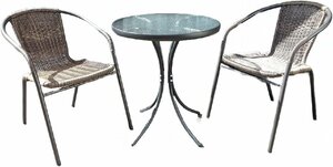 RS1116/1 jpy start /# tuck rattan style garden table set 3 point set chair 2 legs glass table start  King possibility terrace 