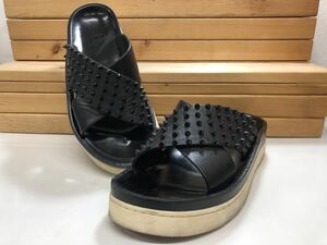 Christian Louboutin クリスチャンルブタン スタッズ レザーサンダル ブラック サイズ 43 2/1 イタリア製 厚底 全長約29cm 中古品