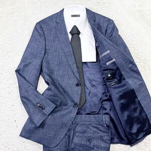  beautiful goods * rare size! Hugo Boss cologne bo[.. ultimate ]HUGO BOSS COLOMBO suit setup tailored jacket silk blue XL rank 