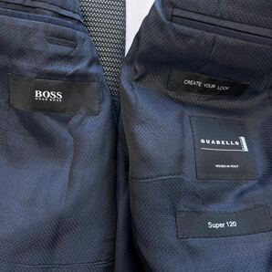 ヒューゴボス グアベロ Super120's【贅の極】HUGO BOSS スーツ セットアップ テーラードジャケット ネイビー ブルー の画像6