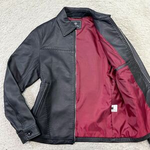 [ unused class ] men's Bigi MEN'S BIGI leather jacket Rider's sheep leather original leather black black red 