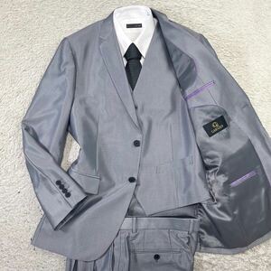 [ unused class * rare size ]garunieGARNIER suit setup 3 piece three-piece jacket total pattern silver gray LL