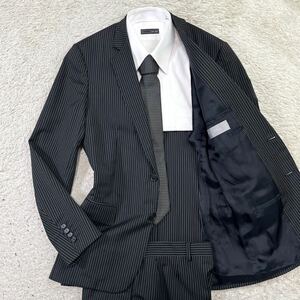 ディオールオム　エディ期【最高級の逸品】Dior スーツ　セットアップ　テーラードジャケット　ストライプ　ブラック　黒　M位