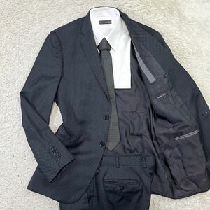  rare size! Emporio Armani Super130's[ top class. M LINE] suit setup tailored jacket total pattern gray XL rank 