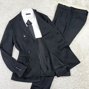  rare size! Emporio Armani [. height. MATT LINE] suit setup jacket double jersey material stretch black XL rank 