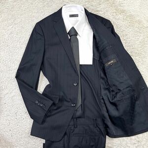  Comme Ca men [ lining . can charm one put on ]COMME CA MEN suit setup tailored jacket stripe check black black M rank 