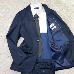 olihika[ popular one put on ]ORIHICA SOLOTEX suit setup tailored jacket stretch jersey - material navy M