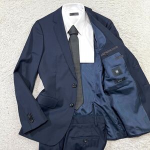  Hugo Boss [. height. excellent article ]HUGO BOSS TESSE suit setup tailored jacket check navy dark blue M rank 