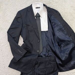  rare size! Burberry London [. height. excellent article ]BURBERRY suit setup tailored jacket stripe gray XL rank present tag 