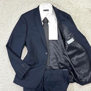  rare size! Michael Kors [ top class. excellent article ]MICHAEL KORS suit setup tailored jacket stripe navy dark blue XL rank 