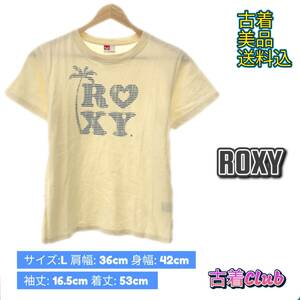 354ROXY ロキシー トップス Tシャツ Uネック ロゴプリント 半袖 大きいサイズ レディース ホワイト L