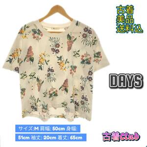 403　DAYS デイズ トップス Tシャツ 花柄 おしゃれ 半袖 レディース ホワイト 花柄 M