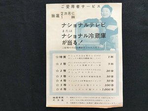 i◇*　ナショナルご愛用者サービス　テレビまたは冷蔵庫が当たる！　抽選　松下電器産業　1点　 /A07-⑥