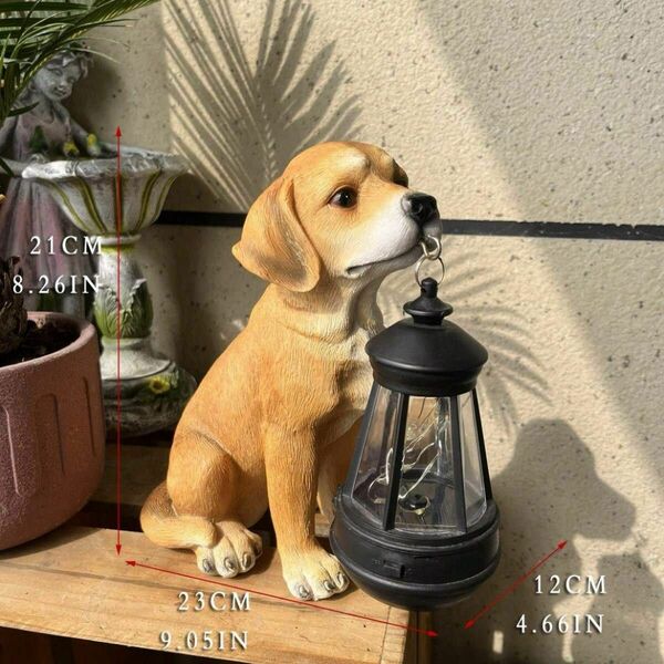 犬の置物 ソーラー　Ledライト付き ガーデン・ベランダ向け 新品未使用　オブジェ