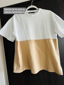 SENSE OF PLACE by URBAN RESEARCH Tシャツ カットソー　バイカラー　ホワイト　ベージュ